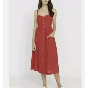 Buffalo David Bitton Catina Red Button Down Midi Dress M